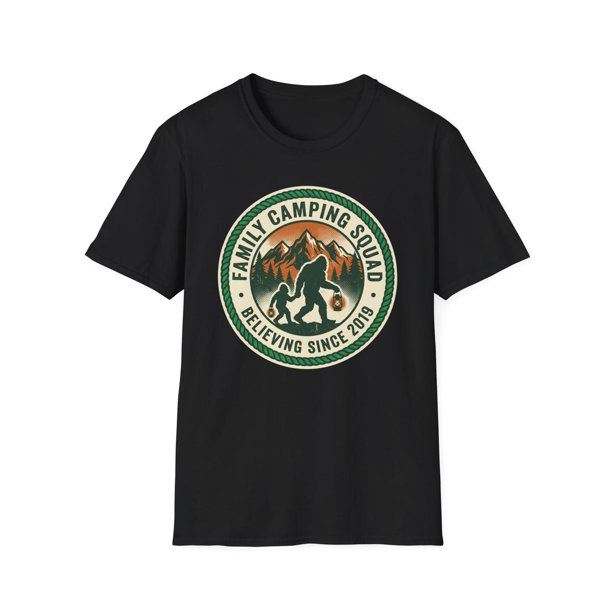 Family Camping Squad — Believing Since 2019 With Bigfoot T-Shirt