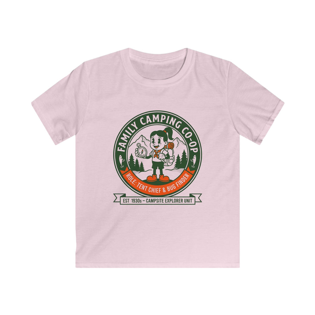 Family Camping Coop — Tent Chief & Bug Finder Matching Kids T-Shirt