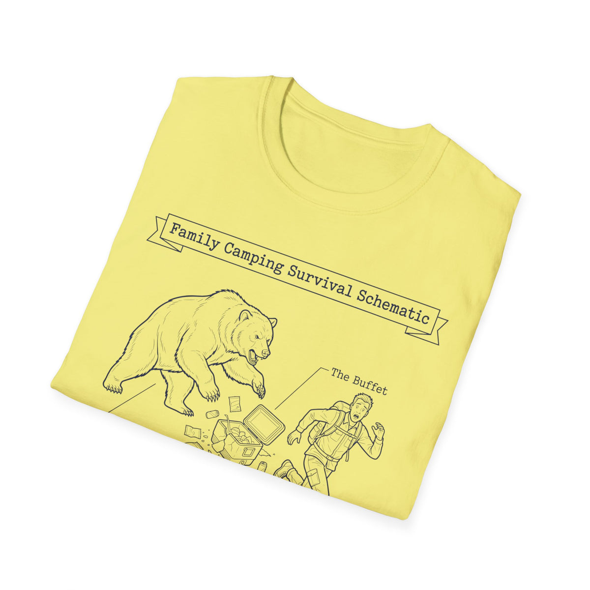 Family Camping Survival Schematic With The Bear T-Shirt