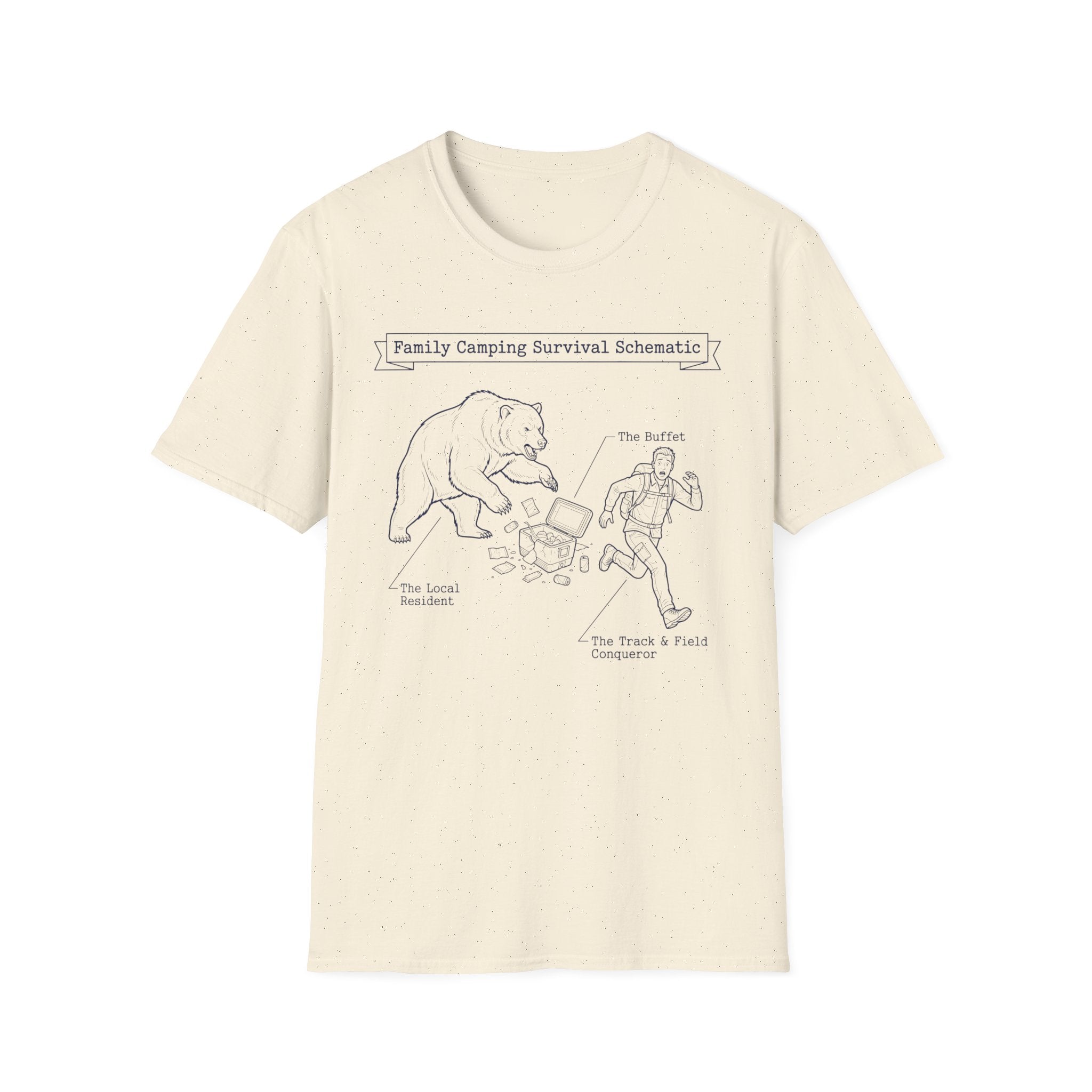 Family Camping Survival Schematic With The Bear T-Shirt