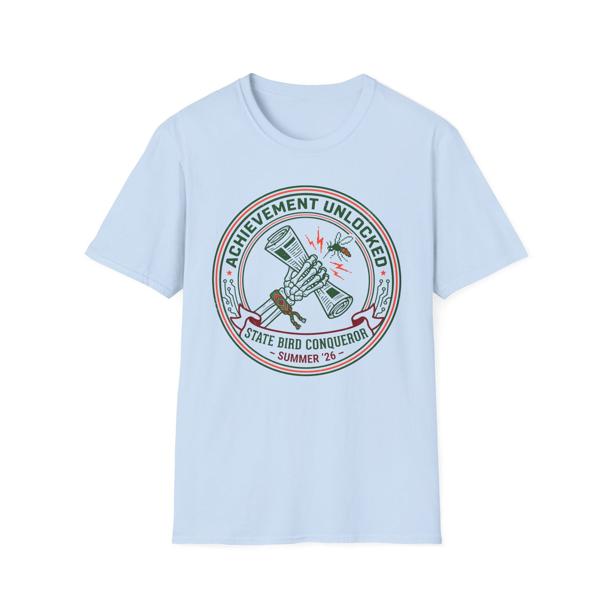 Achievement Unlocked — State Bird Conqueror With Mosquito And Skeleton T-Shirt