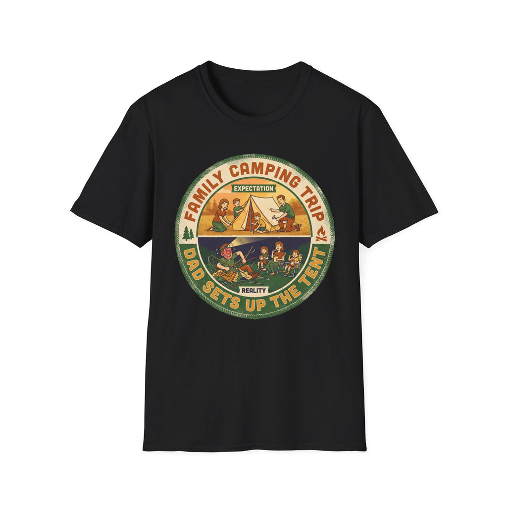 Family Camping Trip — Dad Sets Up The Tent T-Shirt