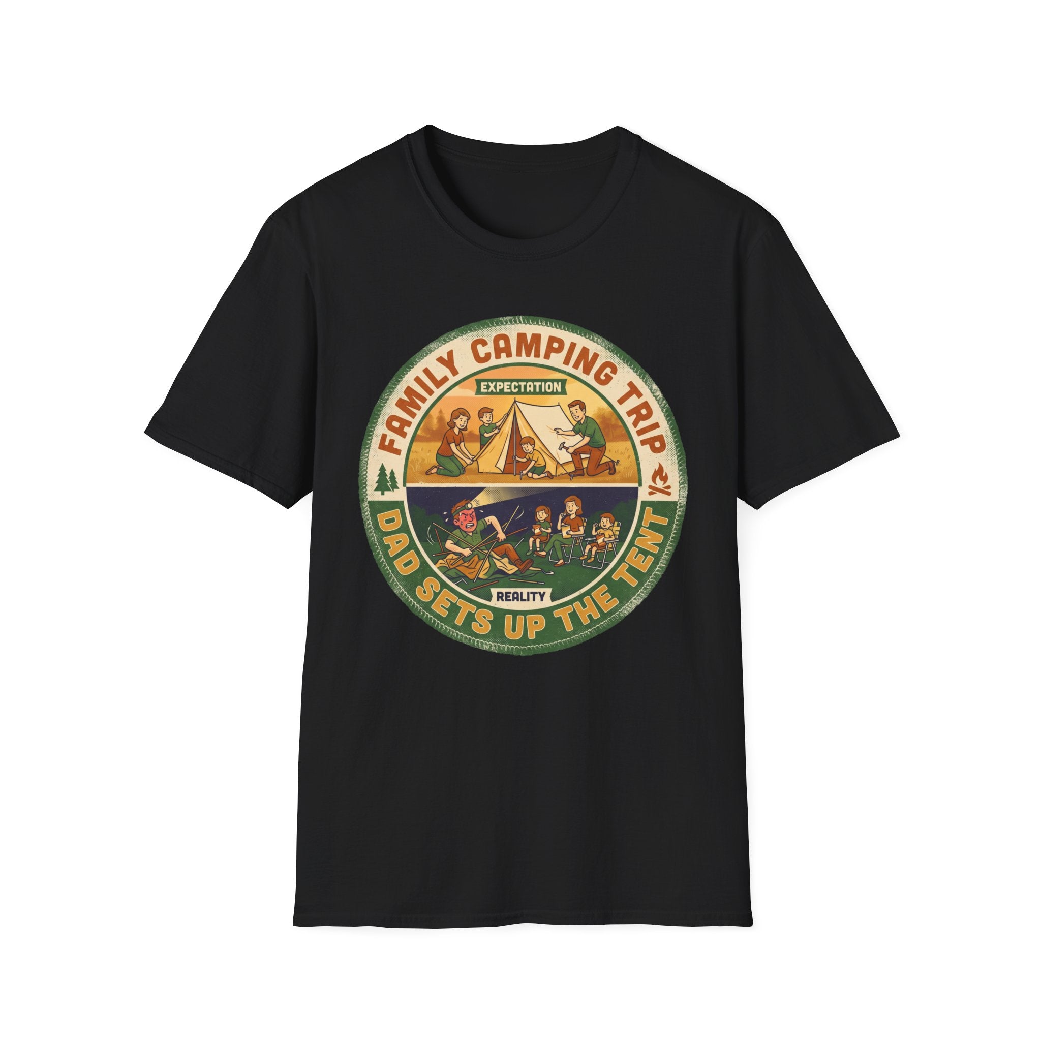 Family Camping Trip — Dad Sets Up The Tent T-Shirt