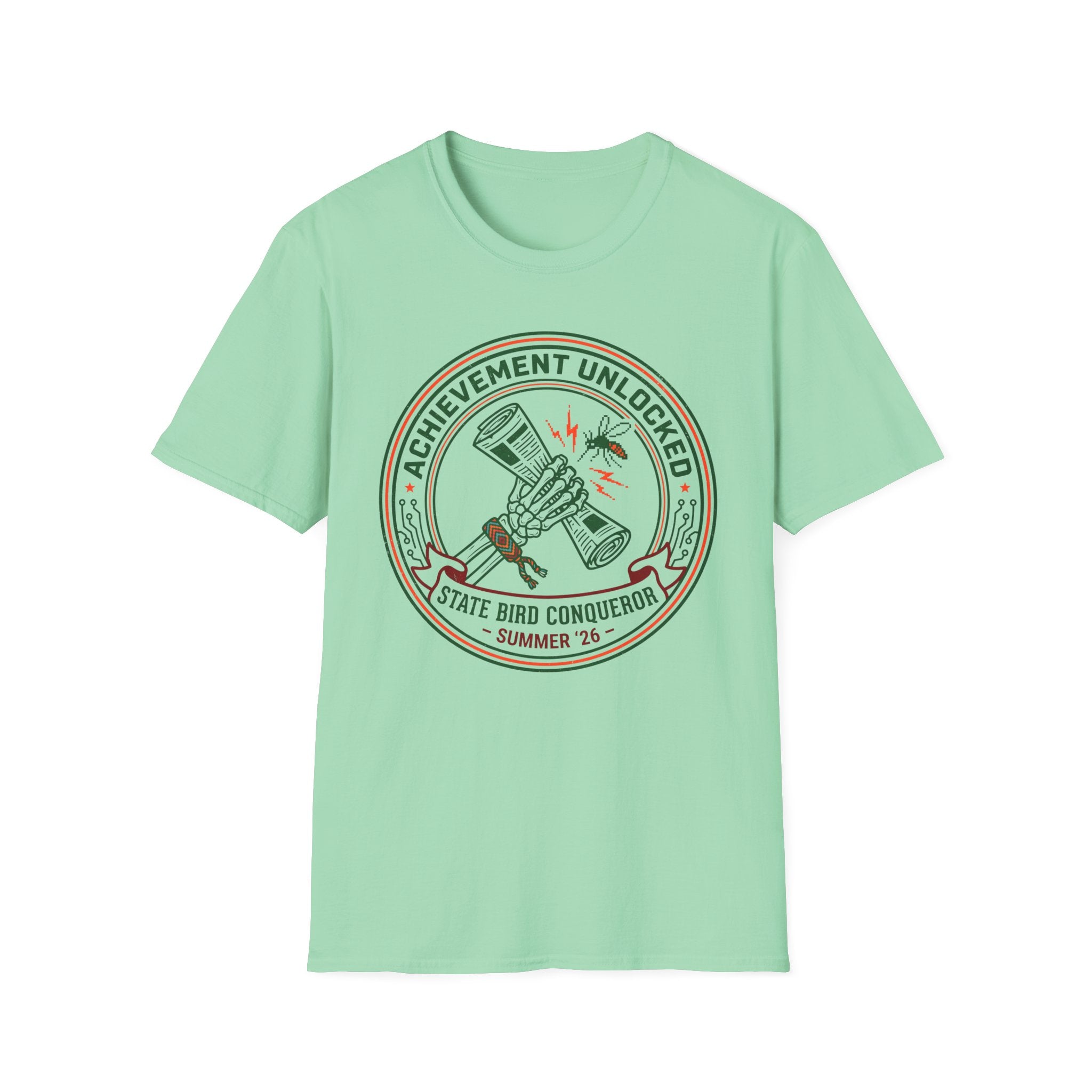 Achievement Unlocked — State Bird Conqueror With Mosquito And Skeleton T-Shirt