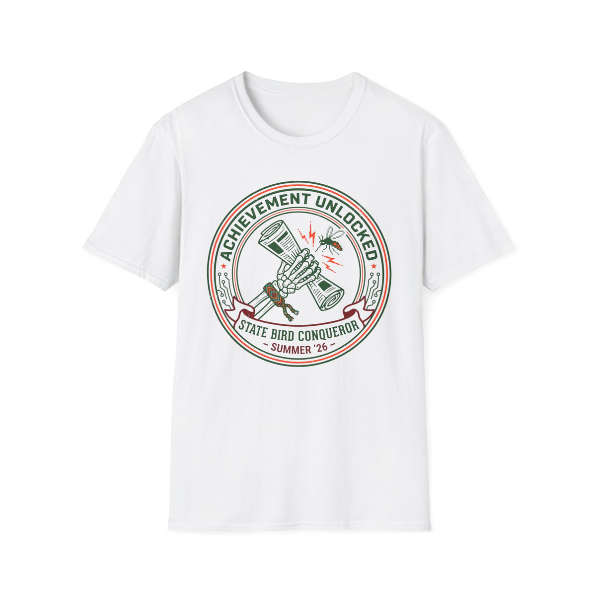 Achievement Unlocked — State Bird Conqueror With Mosquito And Skeleton T-Shirt