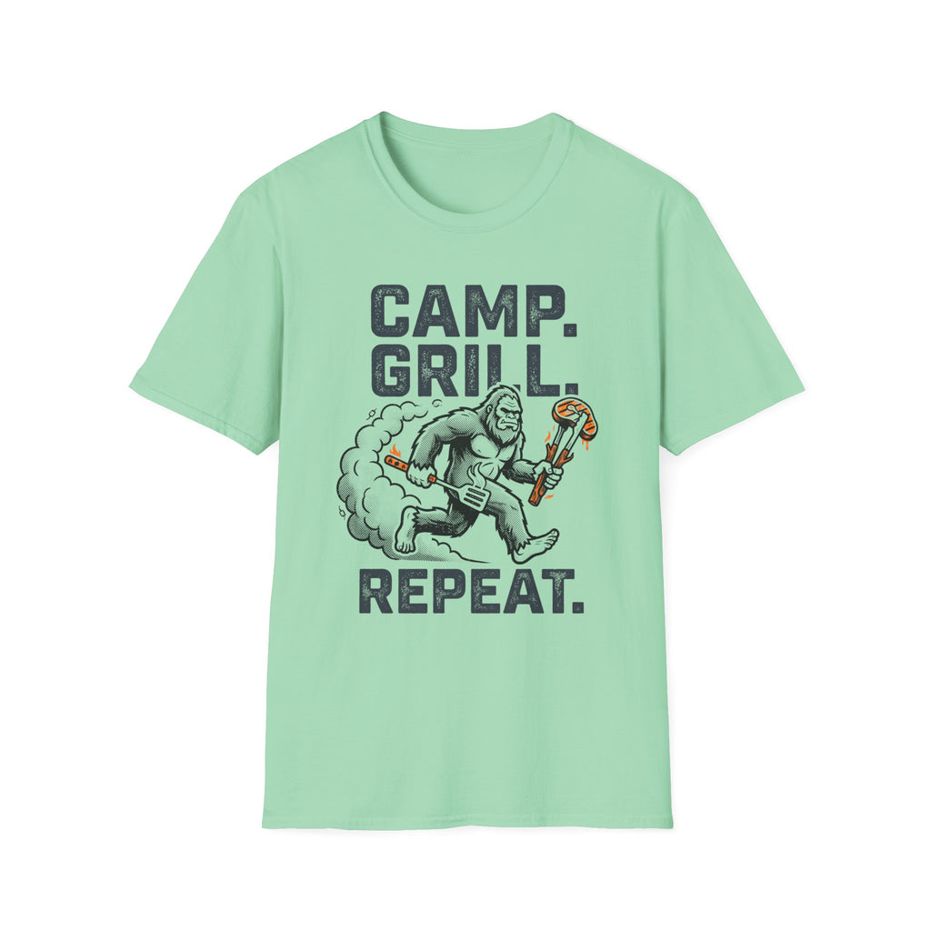 Camp, Grill, Repeat — With Bigfoot T-Shirt