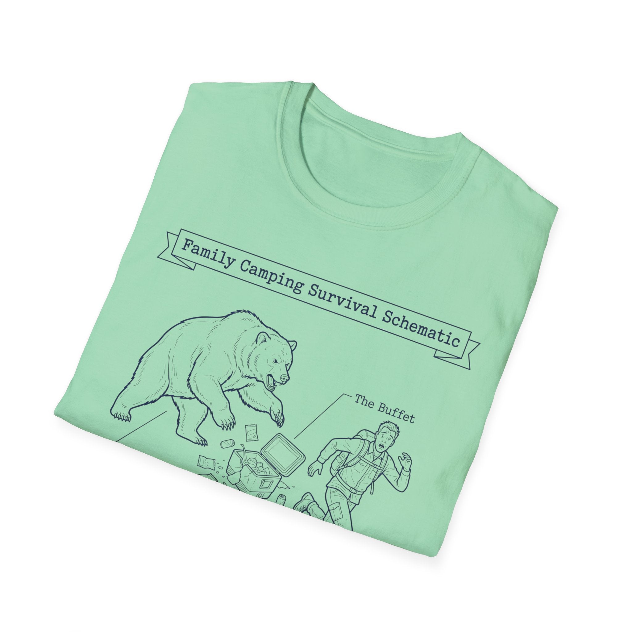 Family Camping Survival Schematic With The Bear T-Shirt