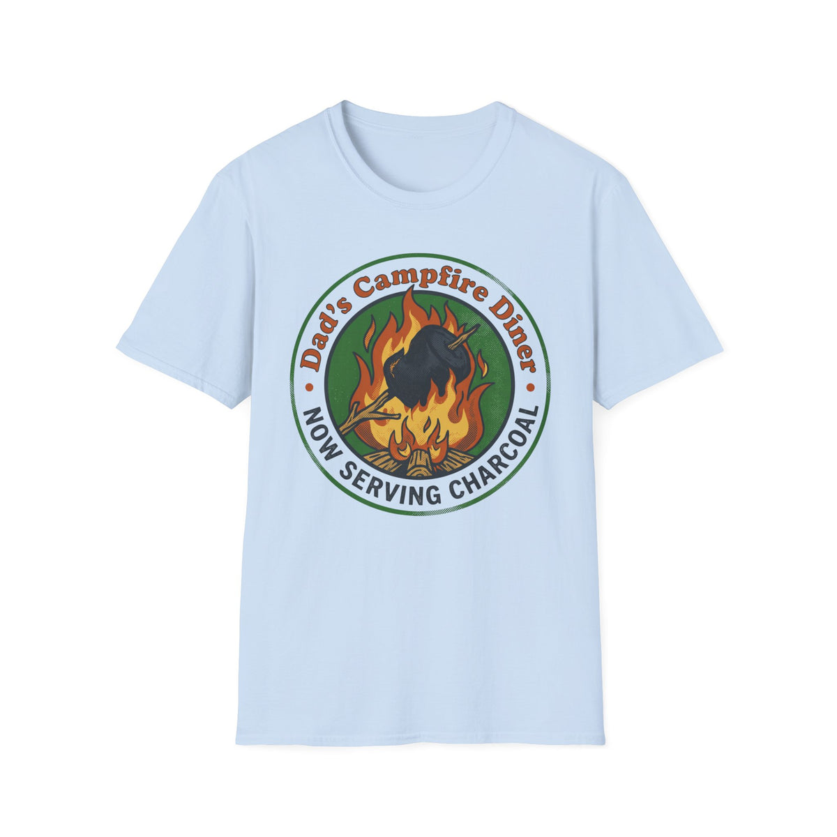 Dad's Campfire Diner — Now Serving Charcoal T-Shirt