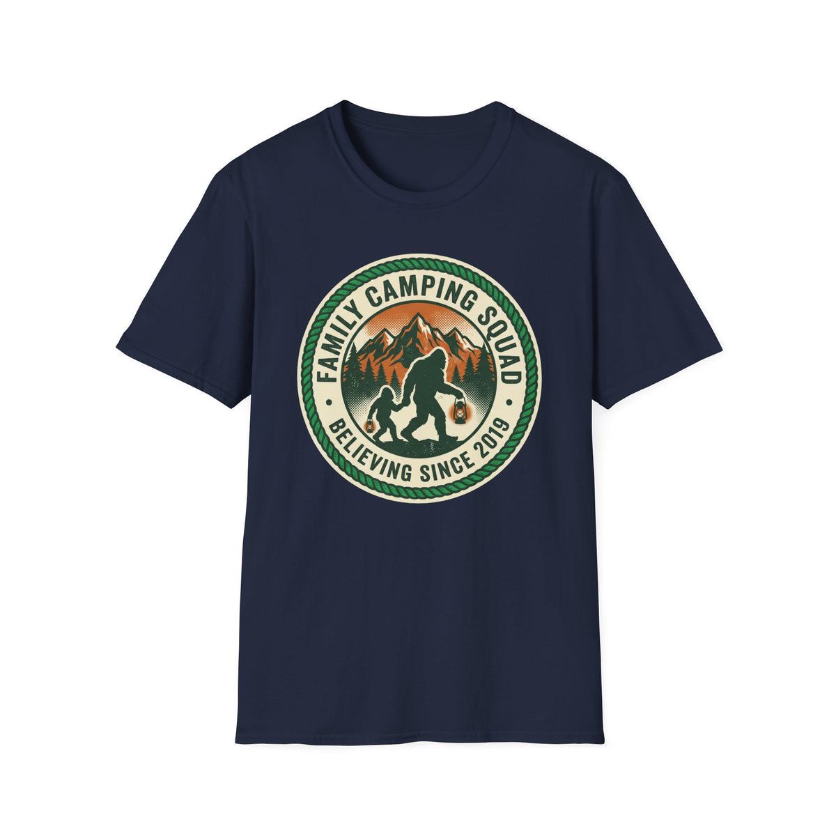 Family Camping Squad — Believing Since 2019 With Bigfoot T-Shirt