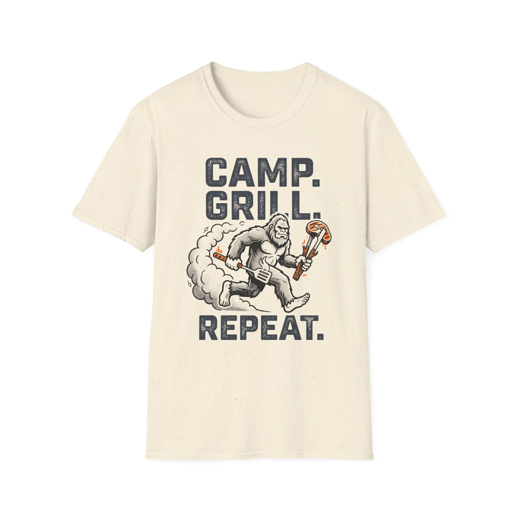 Camp, Grill, Repeat — With Bigfoot T-Shirt