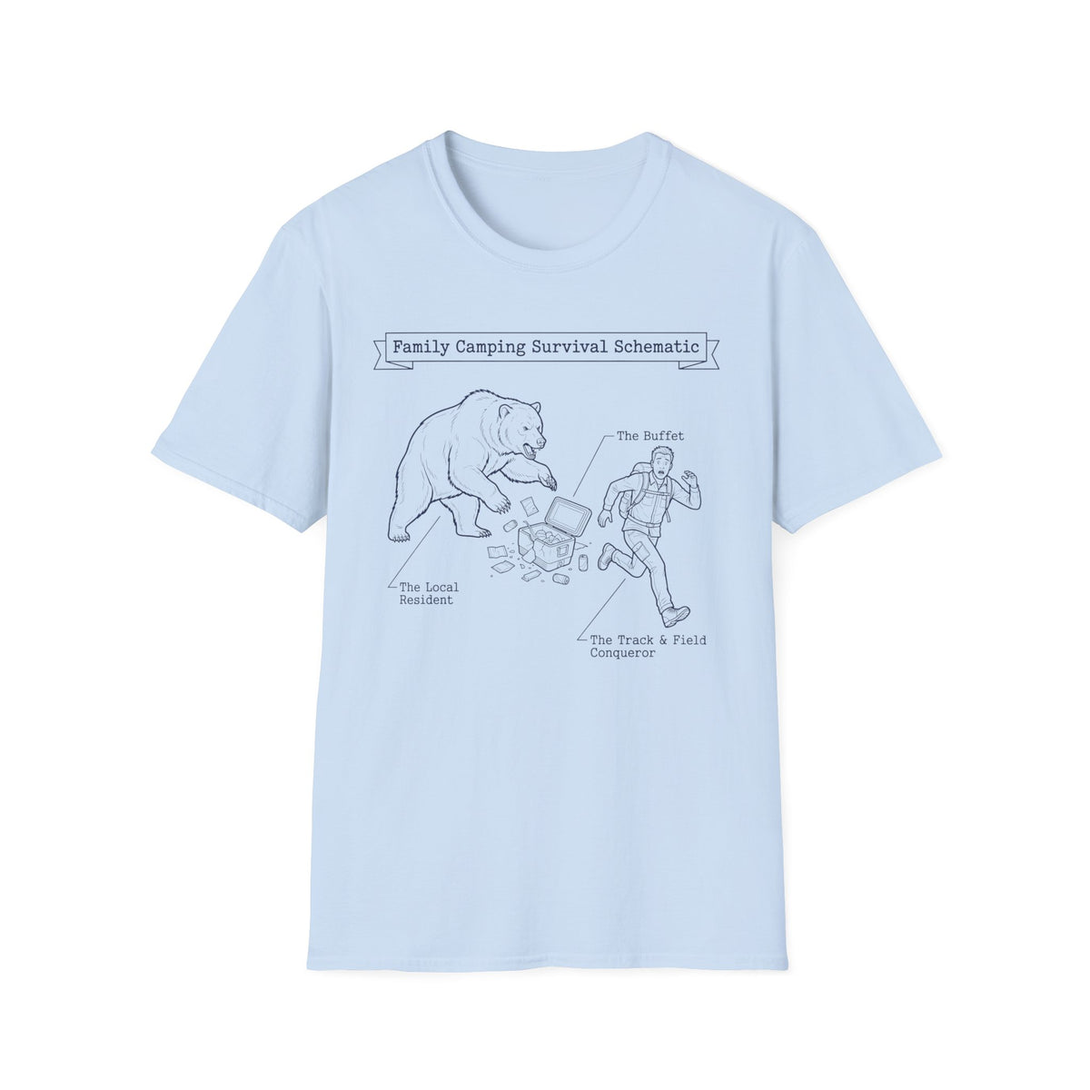 Family Camping Survival Schematic With The Bear T-Shirt