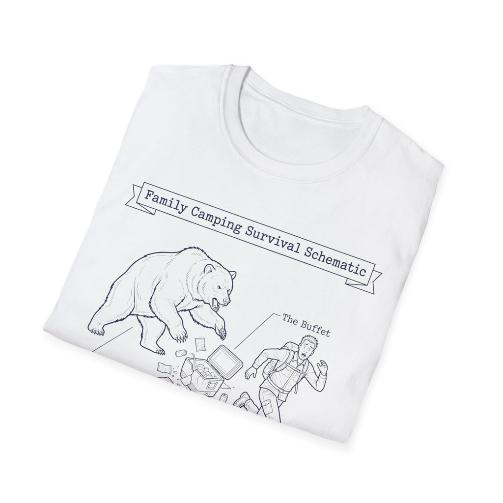 Family Camping Survival Schematic With The Bear T-Shirt