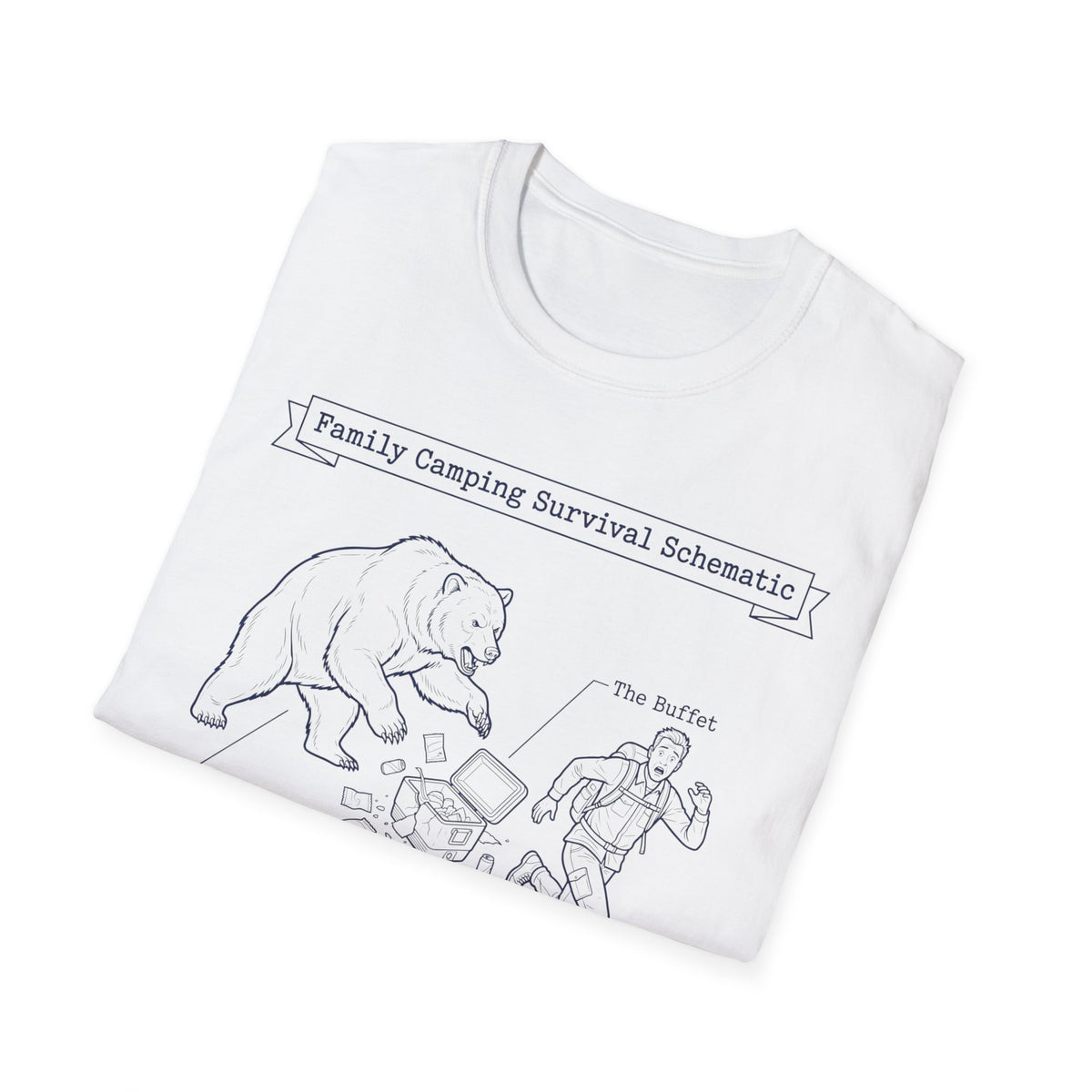 Family Camping Survival Schematic With The Bear T-Shirt