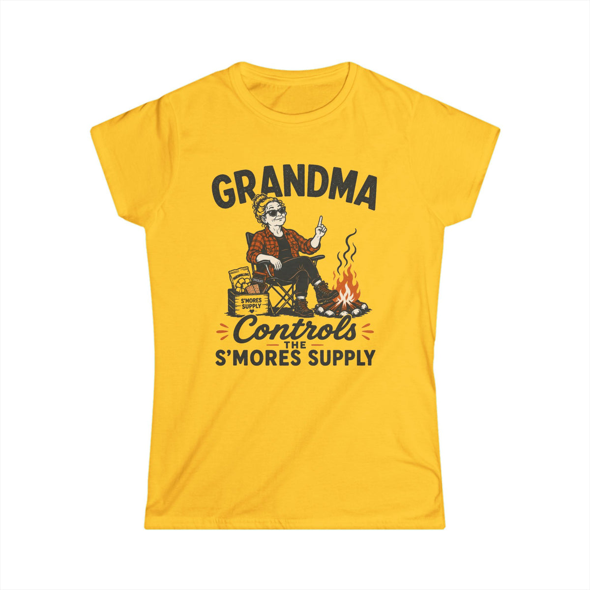 Grandma — Controls The S'Mores Supply Matching Women T-Shirt