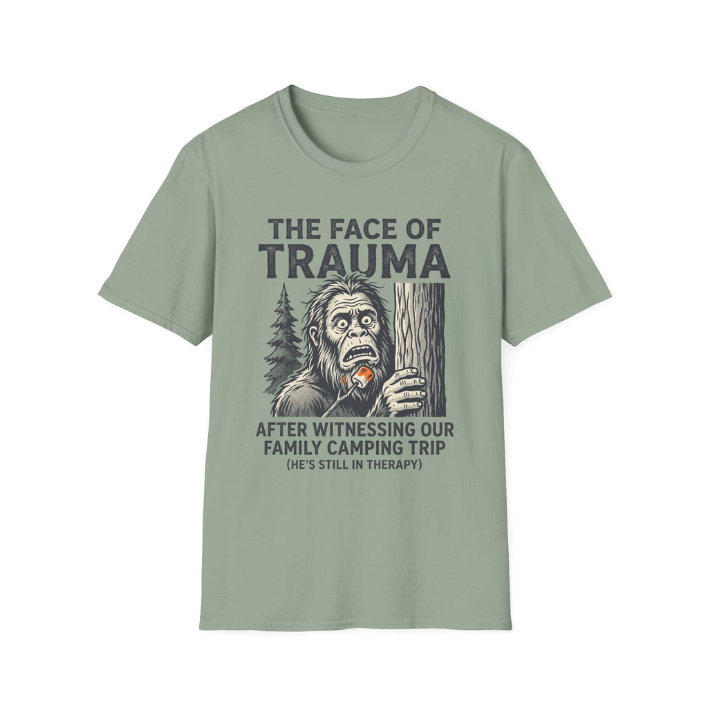The Face Of Trauma After Witnessing Our Family Camping Trip — With Bigfoot T-Shirt