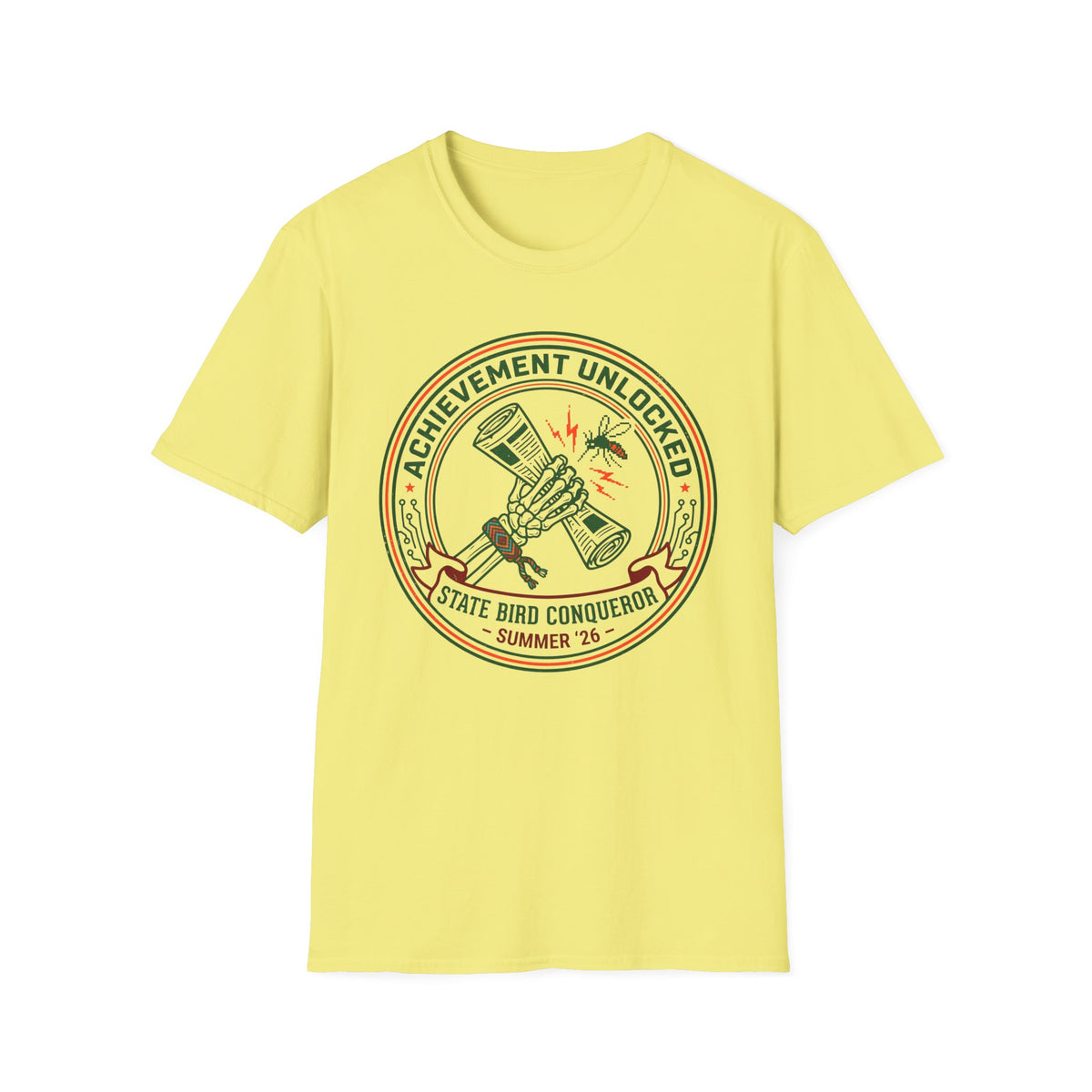 Achievement Unlocked — State Bird Conqueror With Mosquito And Skeleton T-Shirt