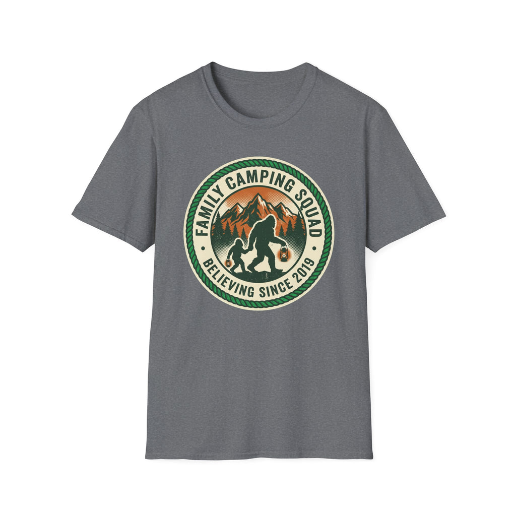 Family Camping Squad — Believing Since 2019 With Bigfoot T-Shirt