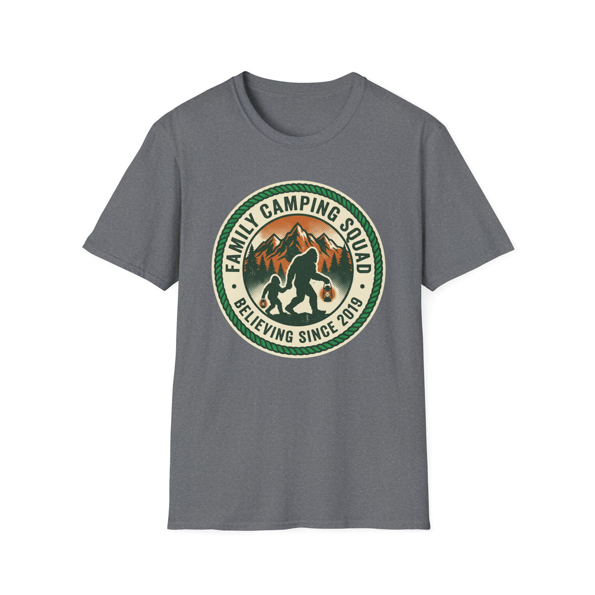 Family Camping Squad — Believing Since 2019 With Bigfoot T-Shirt