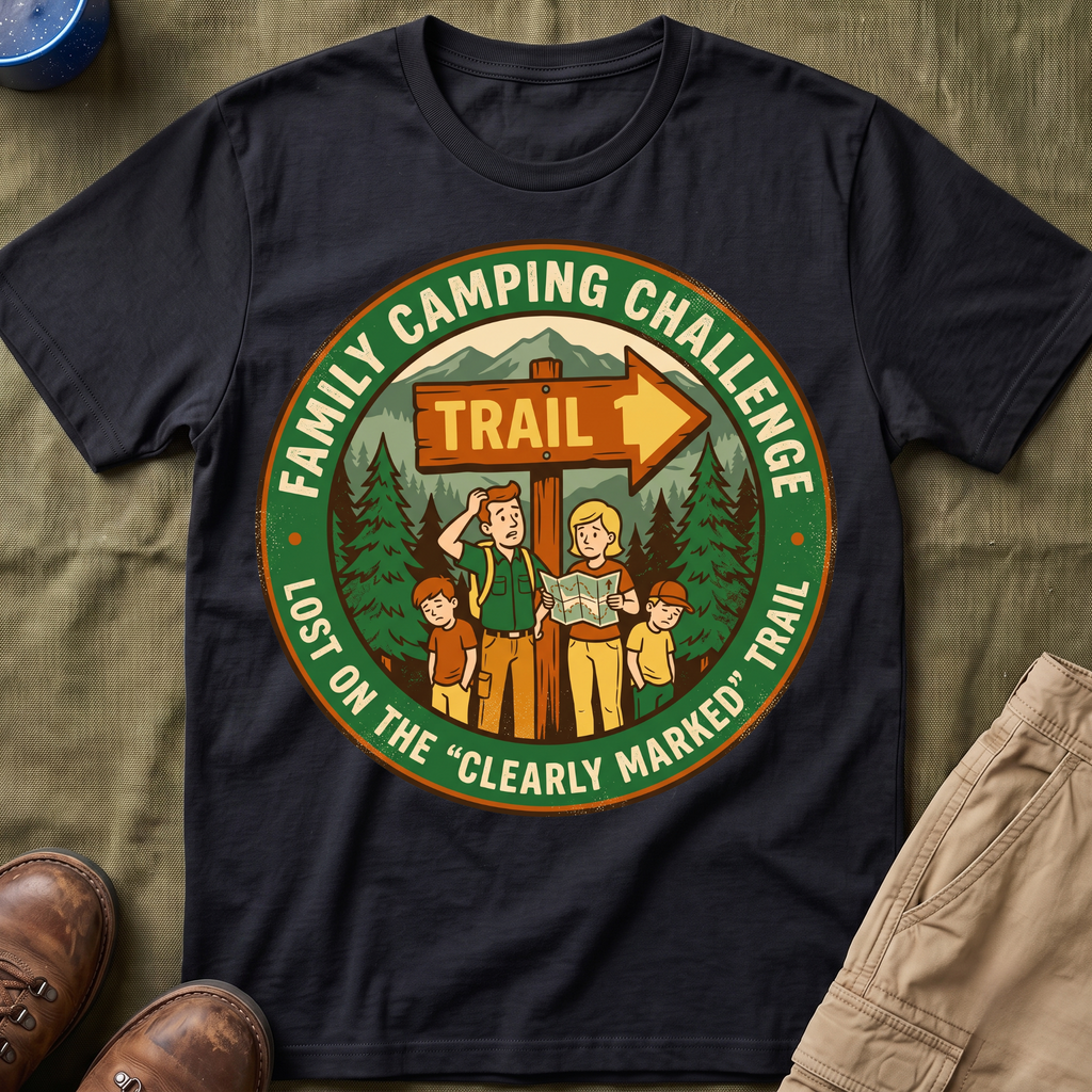 Family Camping Challenge — Lost On The Clearly Marked Trail T-Shirt