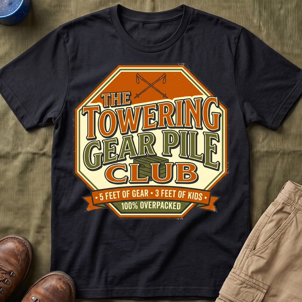 The Towering Gear Pile Club — 100% Overpacked T-Shirt