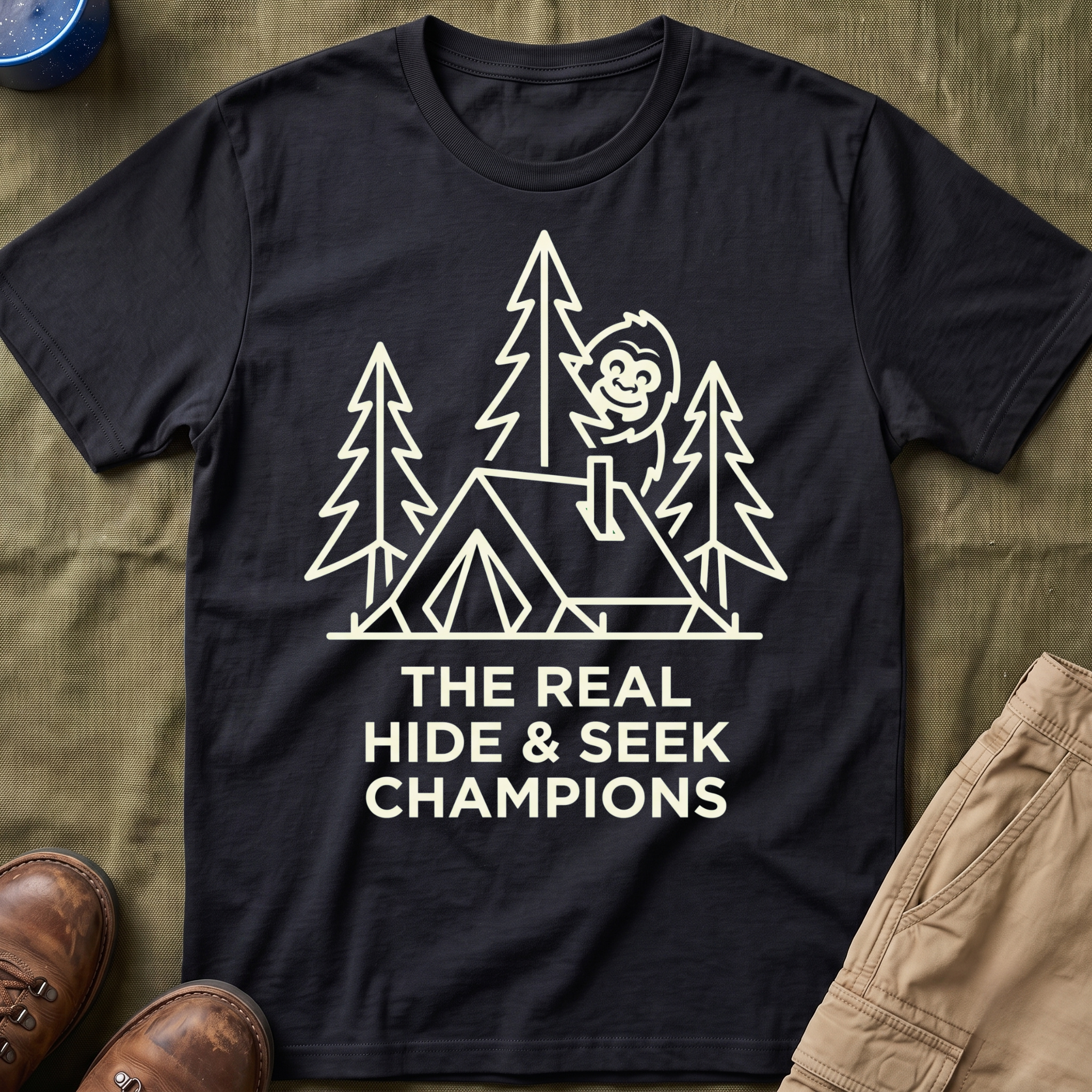 The Real Hide & Seek Champions With Bigfoot — Dark Edition T-Shirt