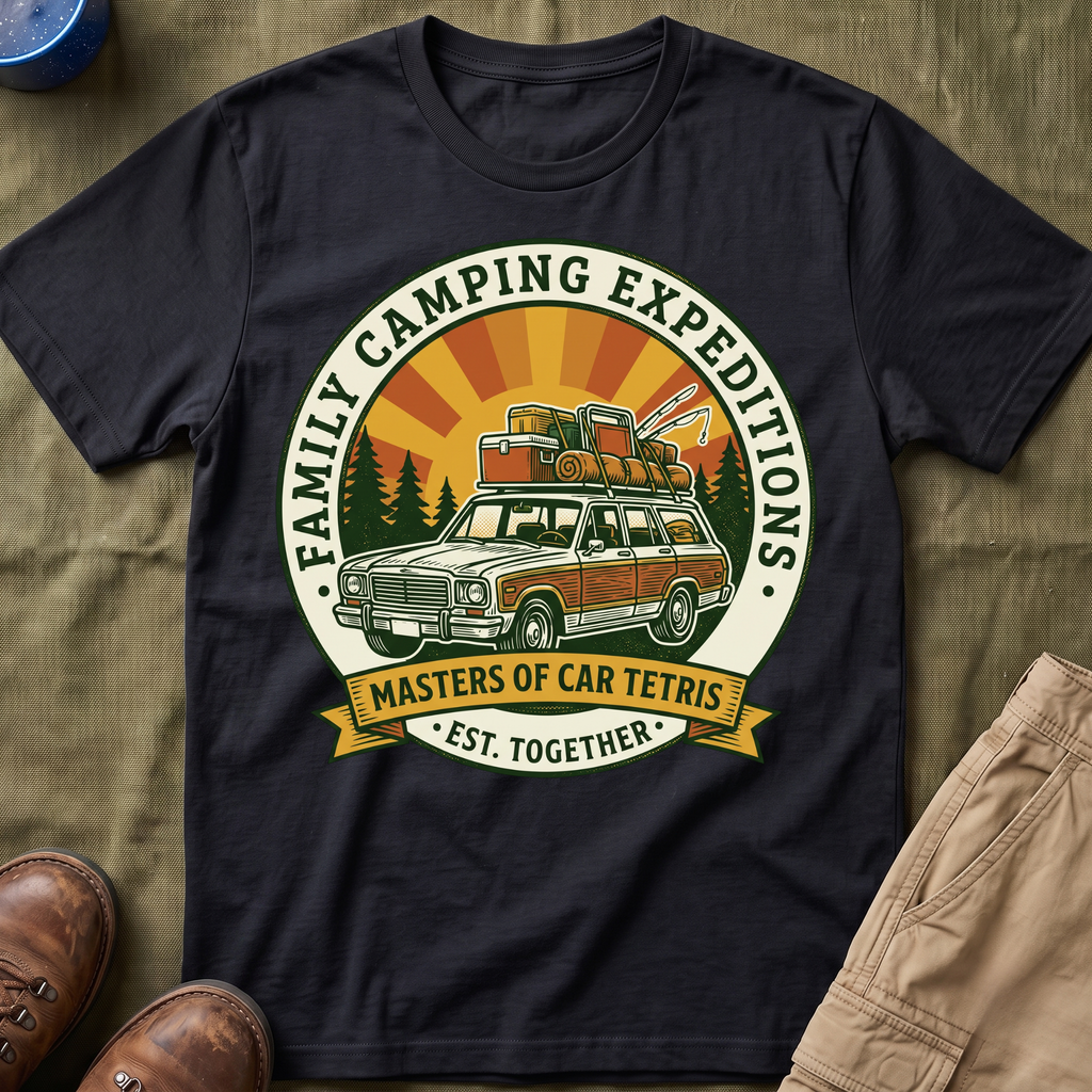 Family Camping Expeditions — Masters of Car Tetris T-Shirt