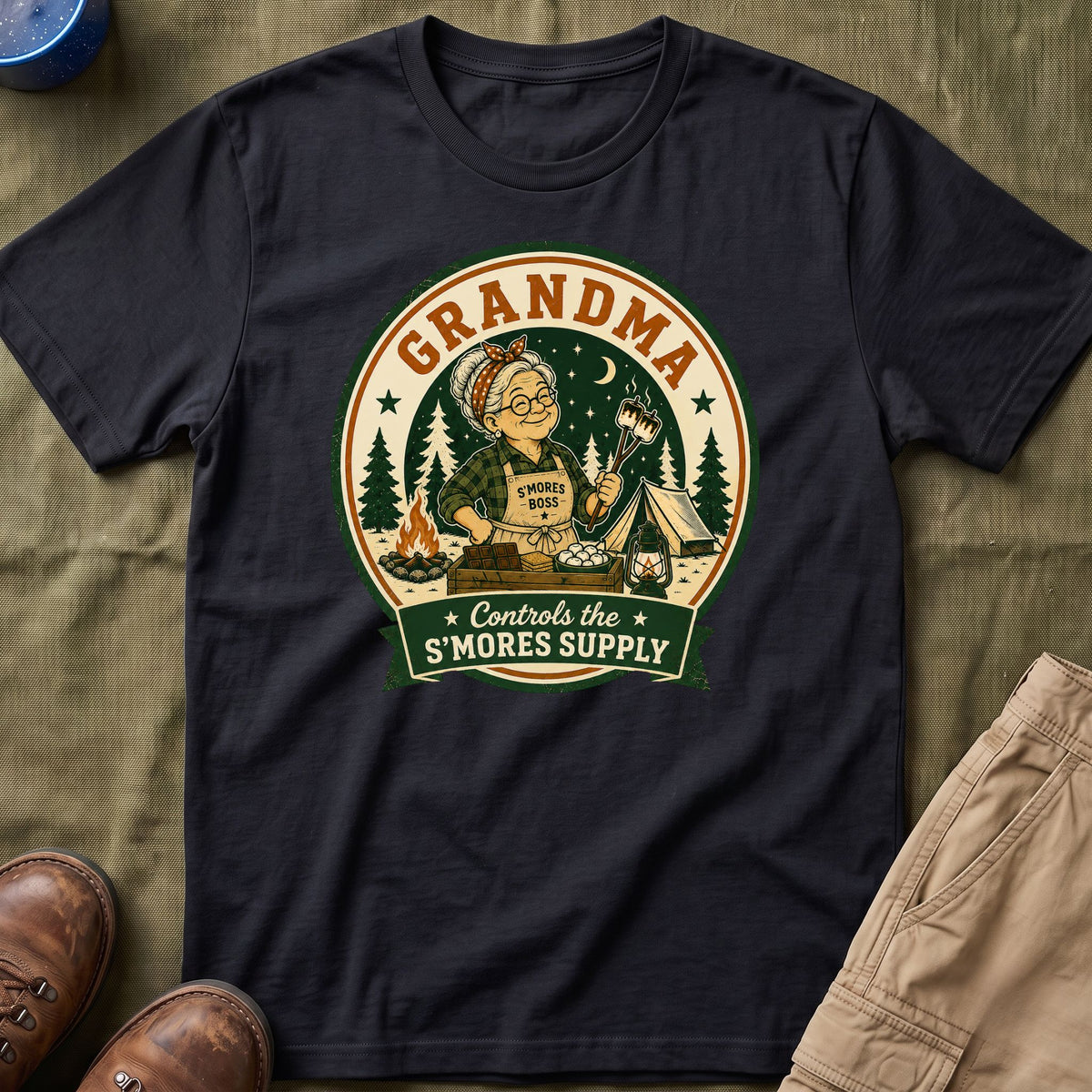 Grandma — Controls The S'Mores Supply Matching T-Shirt