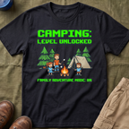 Camping — Level Unlocked Family Adventure Mode On 8-Bit T-Shirt