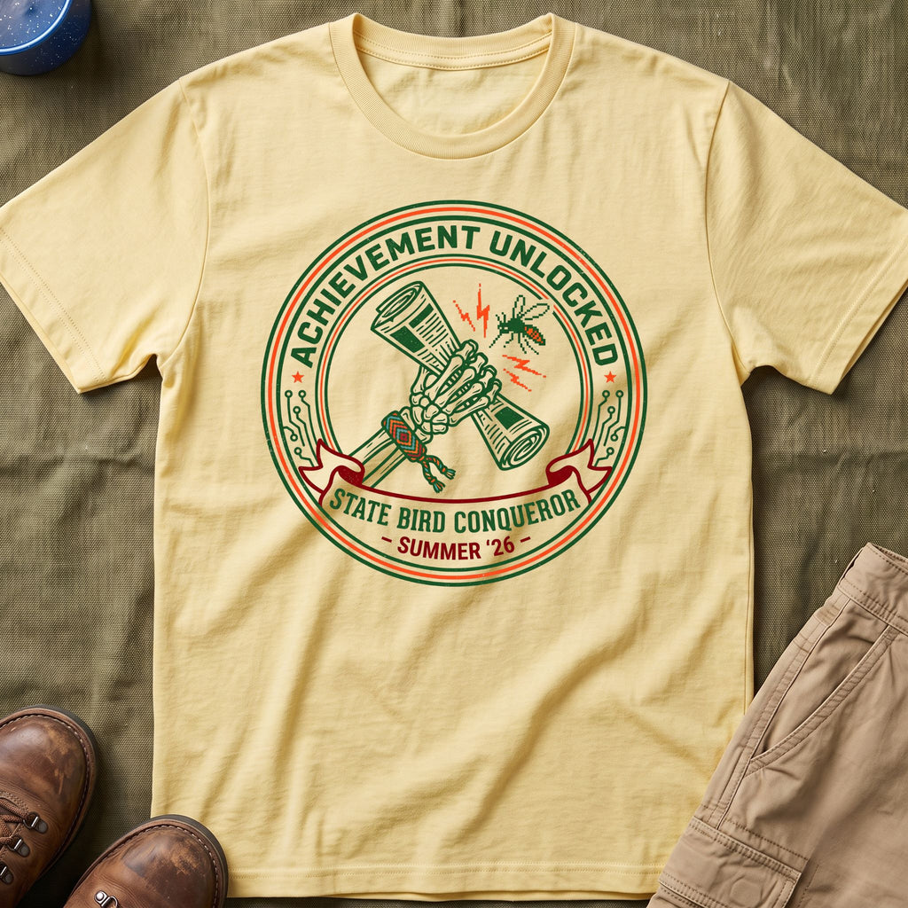 Achievement Unlocked — State Bird Conqueror With Mosquito And Skeleton T-Shirt