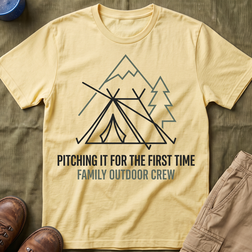 Pitching The Tent For The First Time — Family Outdoor Crew T-Shirt