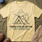 Pitching The Tent For The First Time — Family Outdoor Crew T-Shirt