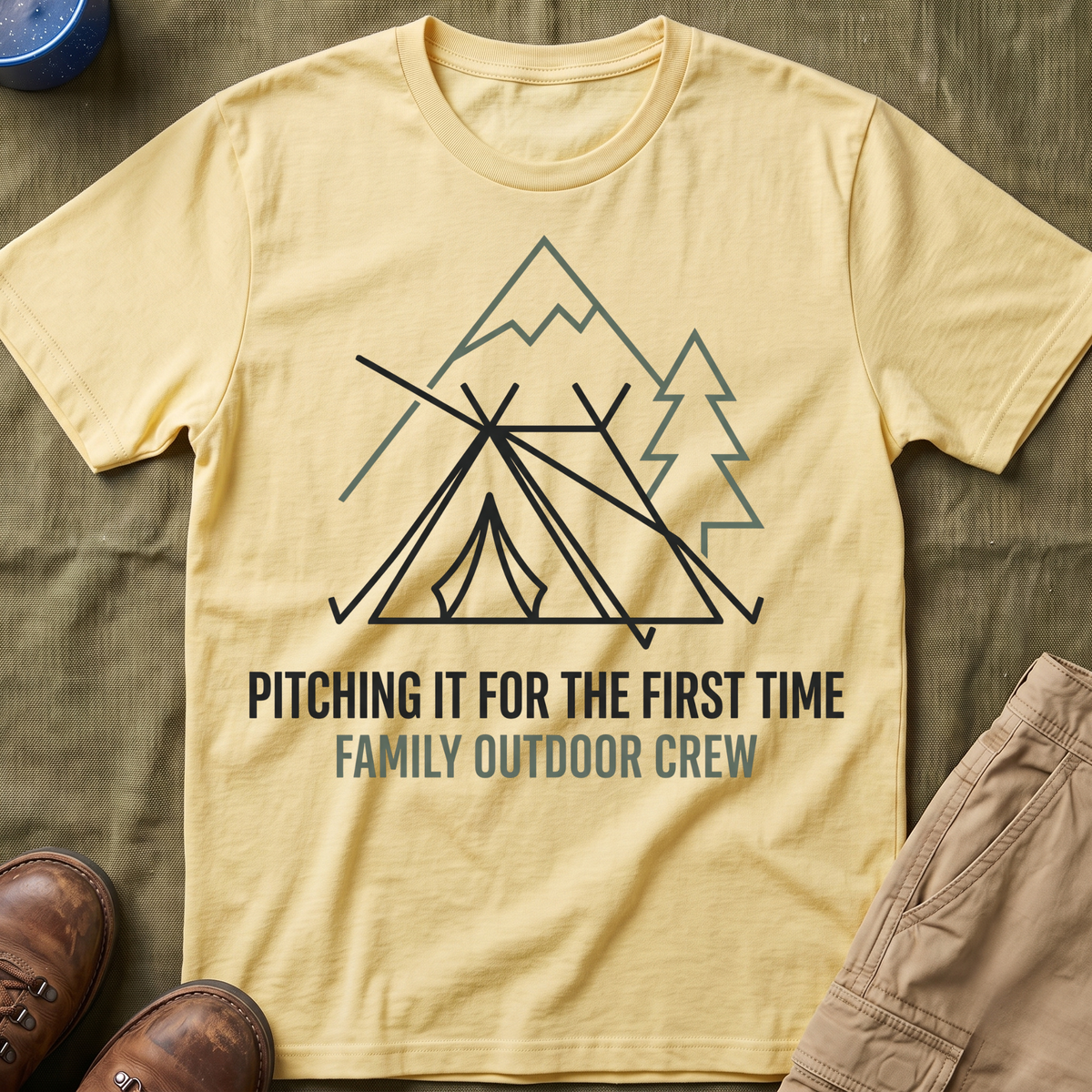 Pitching The Tent For The First Time — Family Outdoor Crew T-Shirt