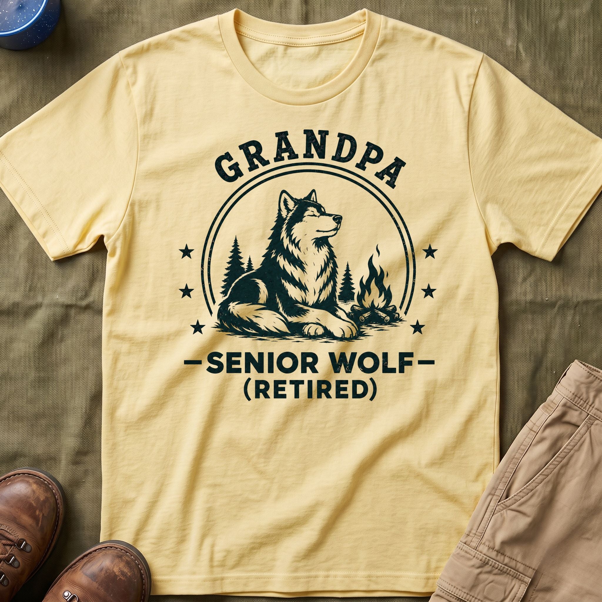 Grandpa — Senior Wolf (Retired) Matching T-Shirt