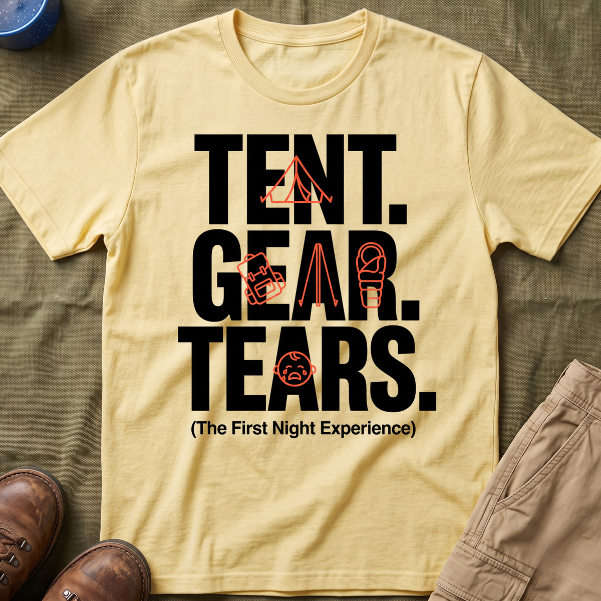 Tent Gear Tears — The First Night Experience T-Shirt
