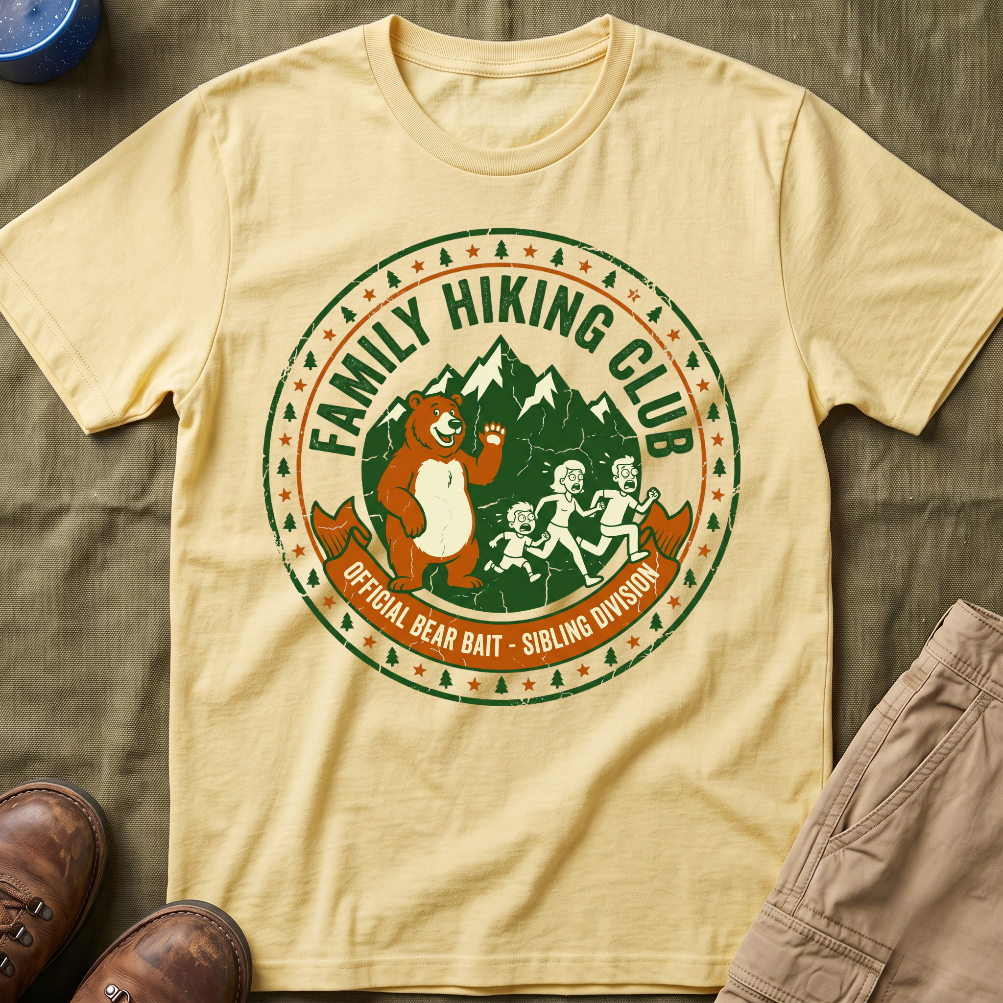 Family Hiking Club — Official Bear Bait Sibling Division T-Shirt