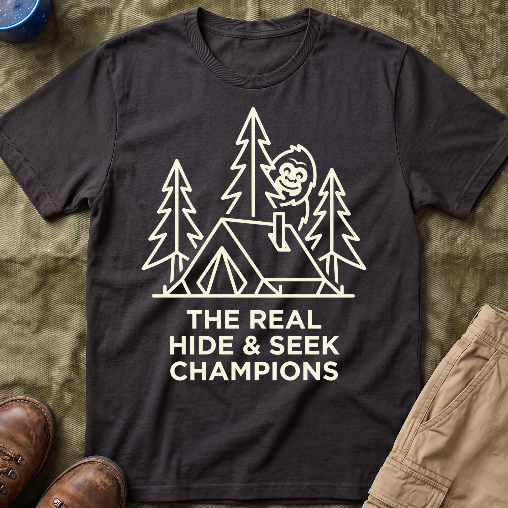 The Real Hide & Seek Champions With Bigfoot — Dark Edition T-Shirt