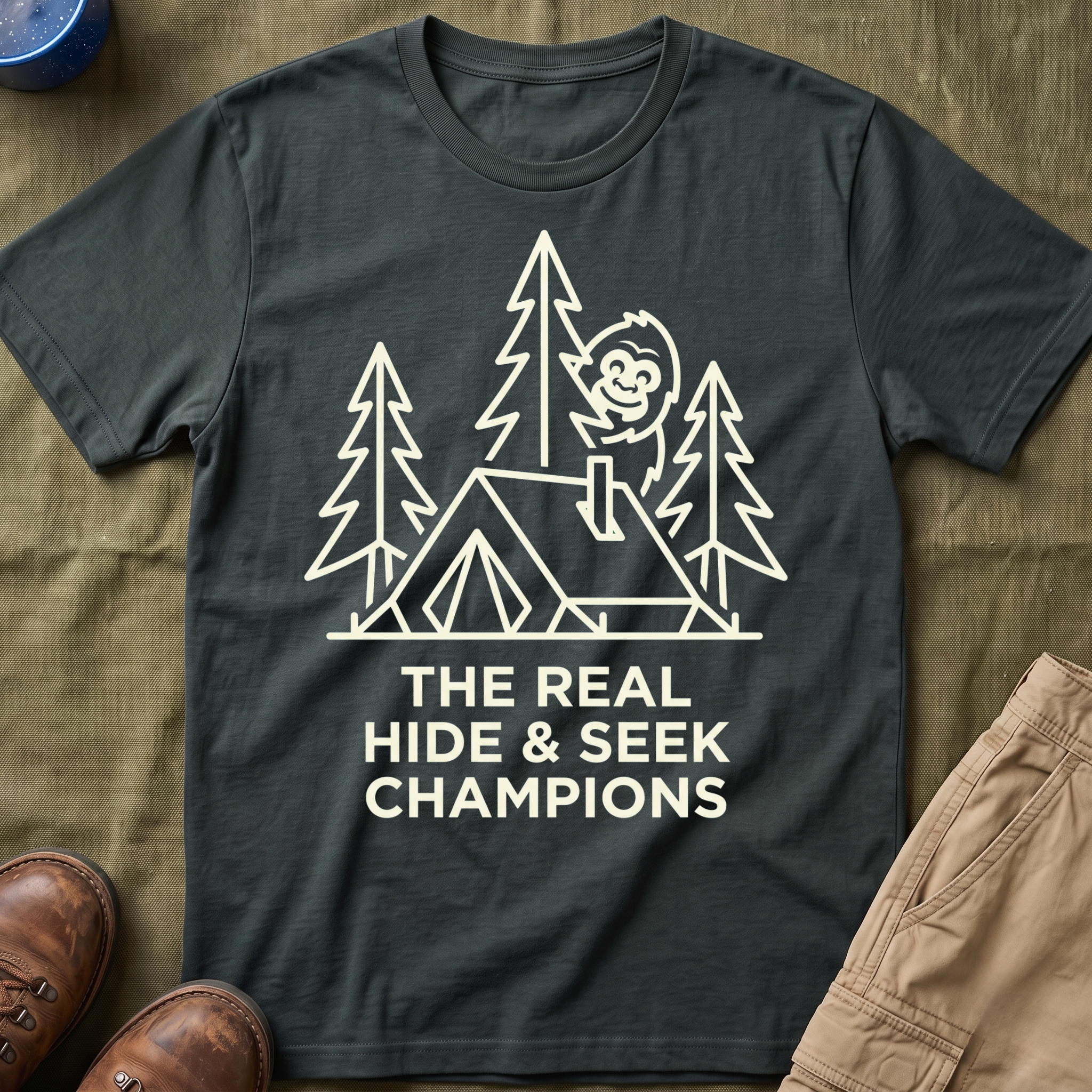 The Real Hide & Seek Champions With Bigfoot — Dark Edition T-Shirt