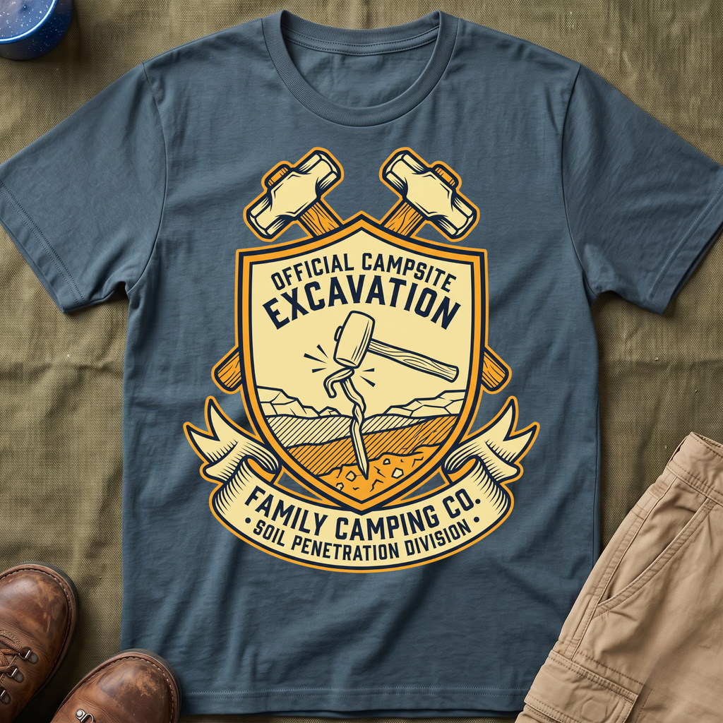 Official Campsite Excavation — Family Camping Co Soil Penetration Division T-Shirt
