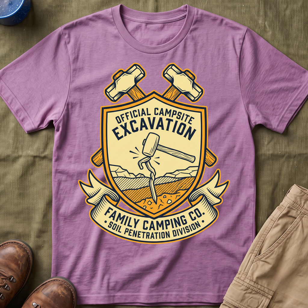 Official Campsite Excavation — Family Camping Co Soil Penetration Division T-Shirt