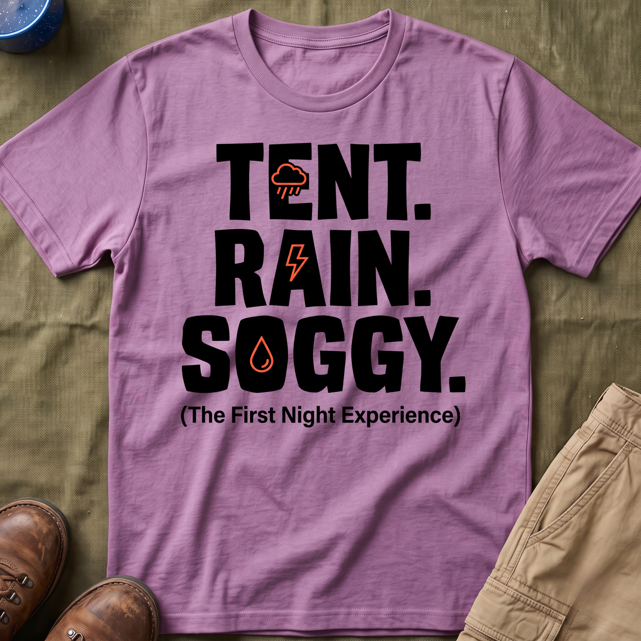 Tent Rain Soggy — The First Night Experience T-Shirt