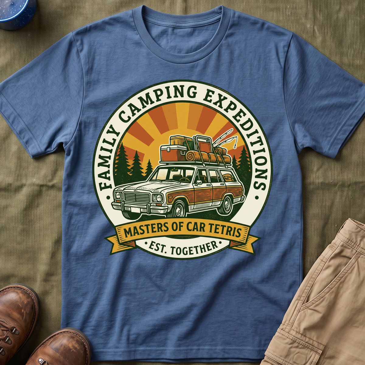 Family Camping Expeditions — Masters of Car Tetris T-Shirt