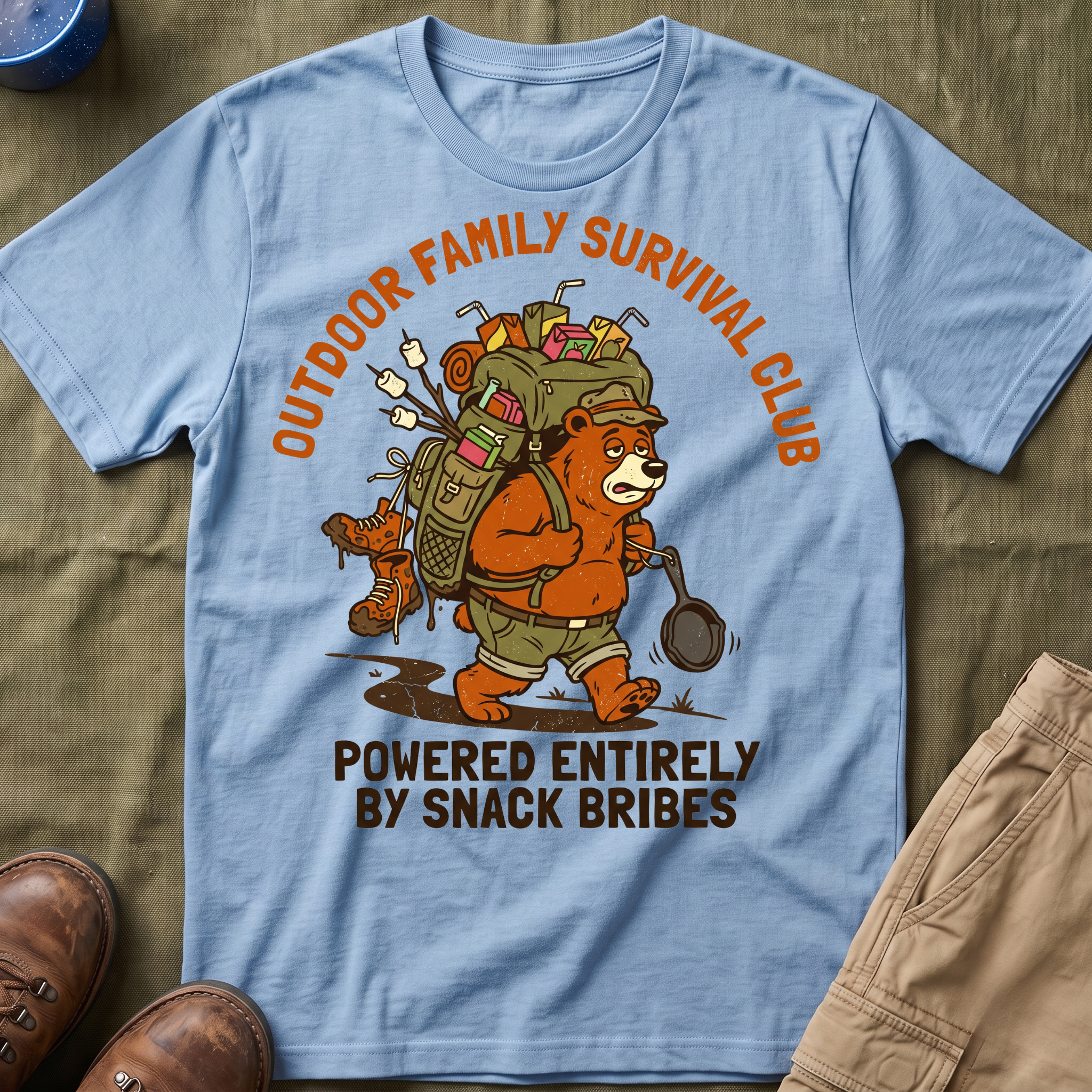 Outdoor Family Survival Club —  Powered Entirely by Snack Bribes T-Shirt