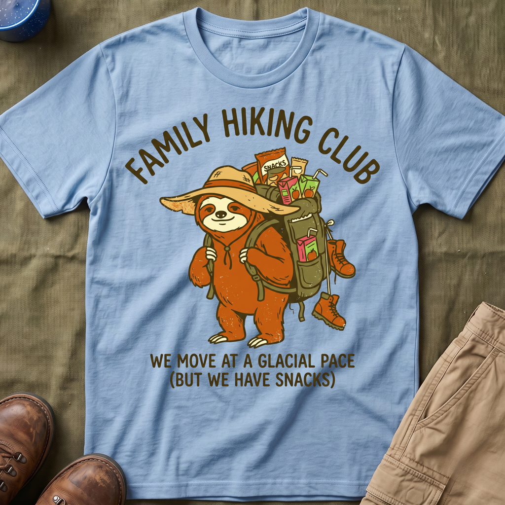 Family Hiking Club —  We Move at a Glacial Pace (But We Have Snacks) T-Shirt