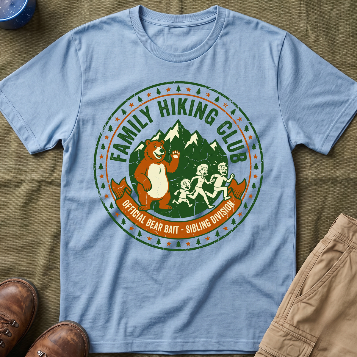 Family Hiking Club — Official Bear Bait Sibling Division T-Shirt