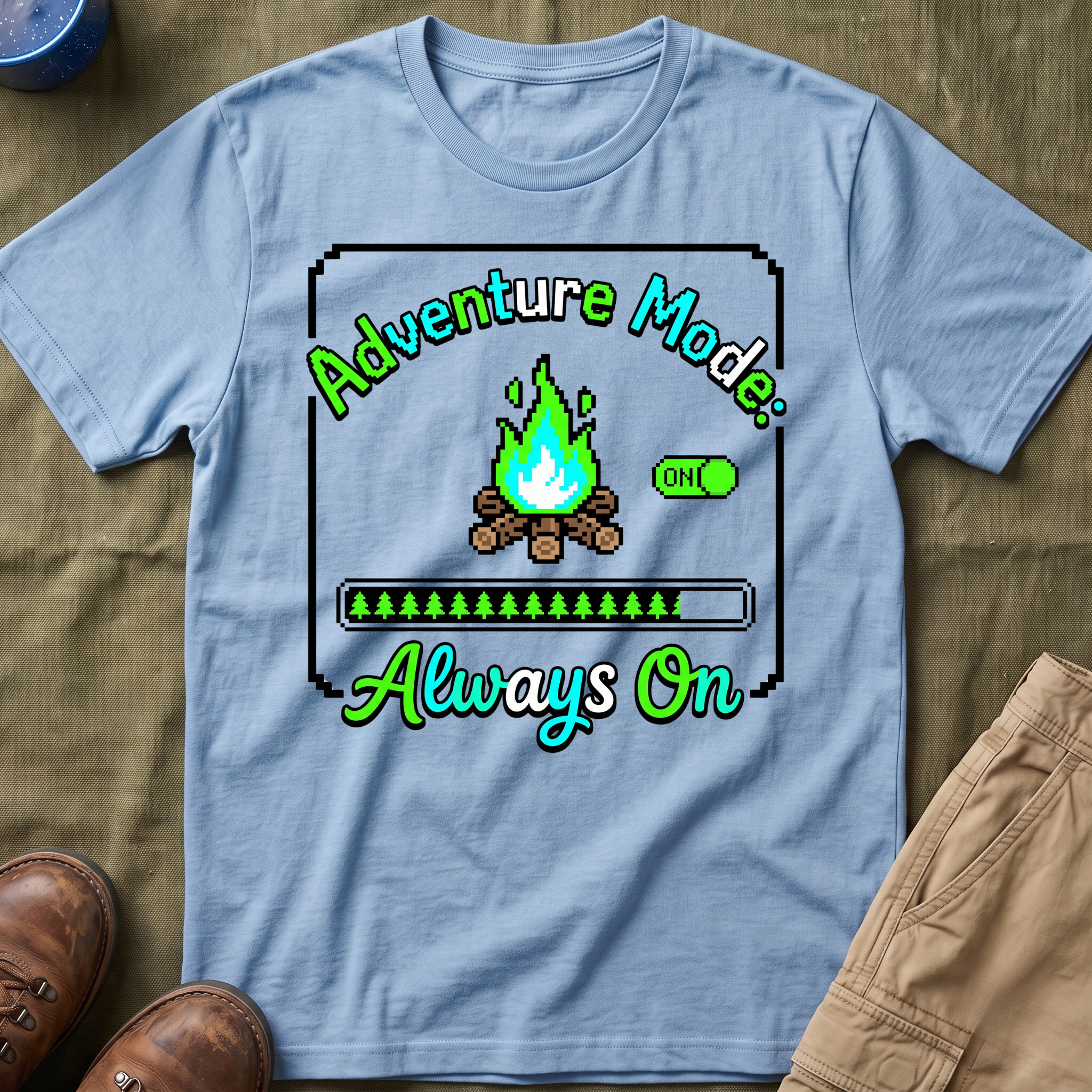 Adventure Mode Always On — 8-Bit T-Shirt