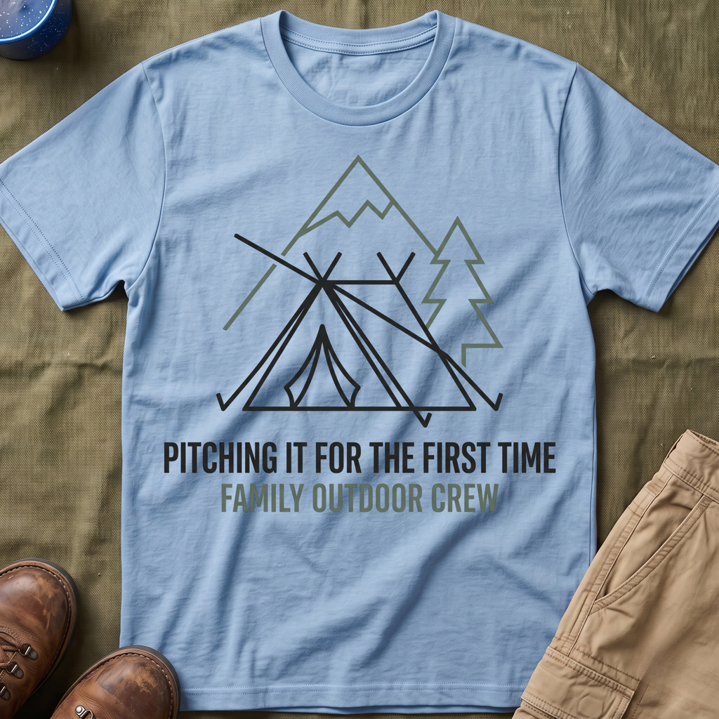 Pitching The Tent For The First Time — Family Outdoor Crew T-Shirt