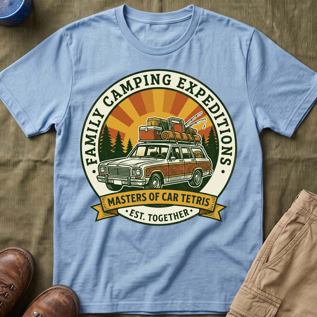 Family Camping Expeditions — Masters of Car Tetris T-Shirt