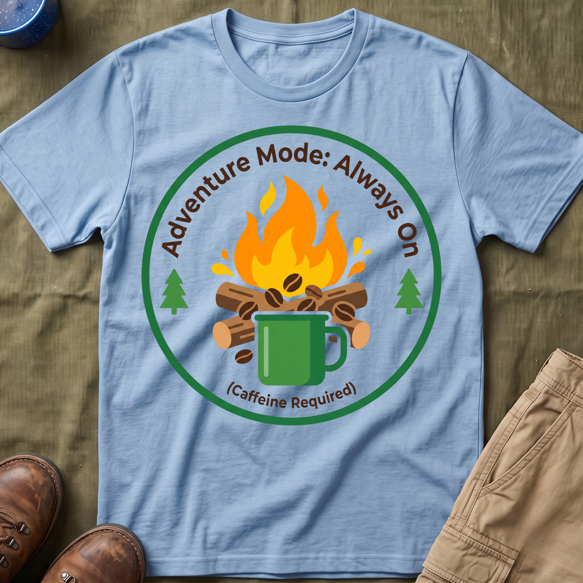 Adventure Mode — Always On (Caffeine Required) T-Shirt