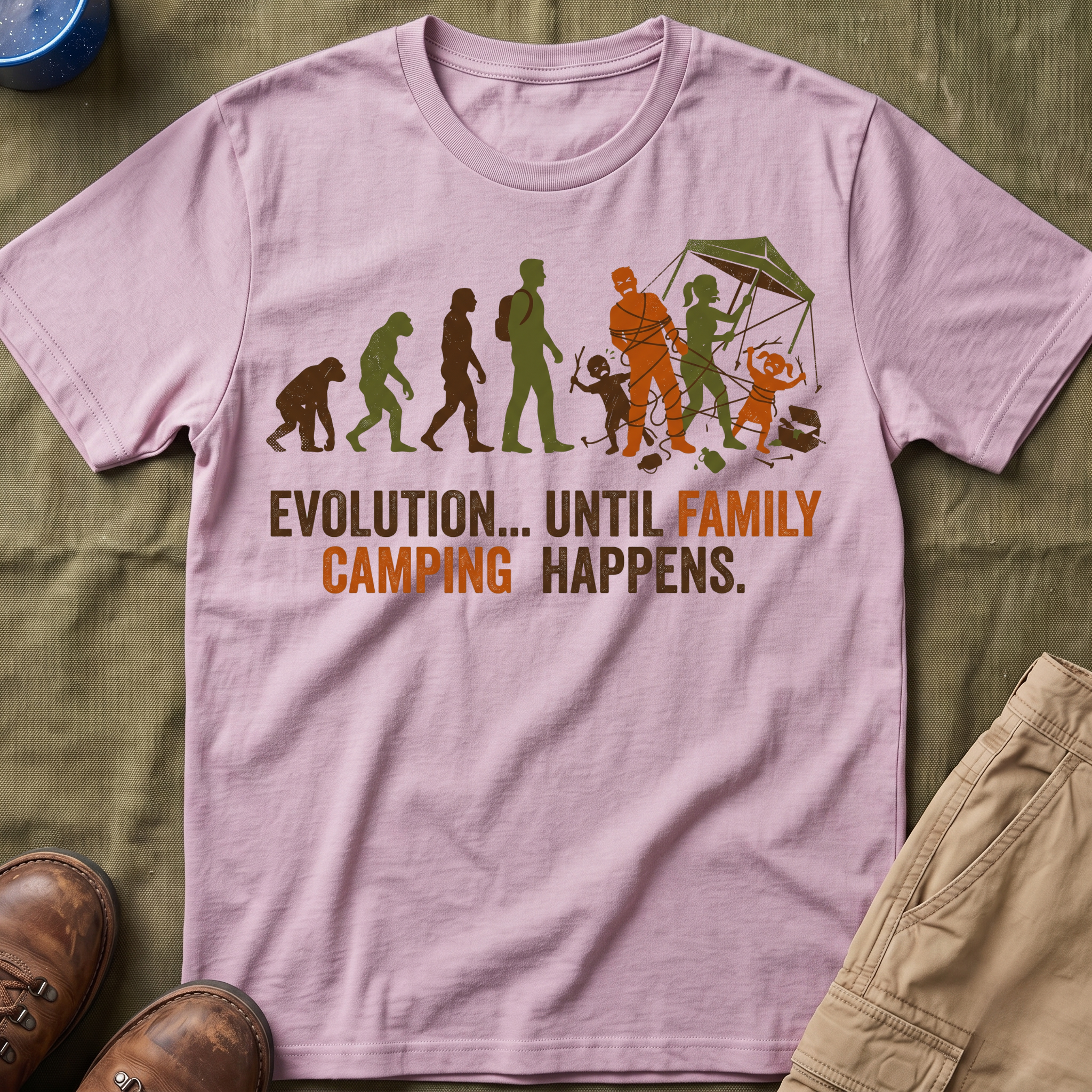 Evolution — Until Family Camping Happens T-Shirt