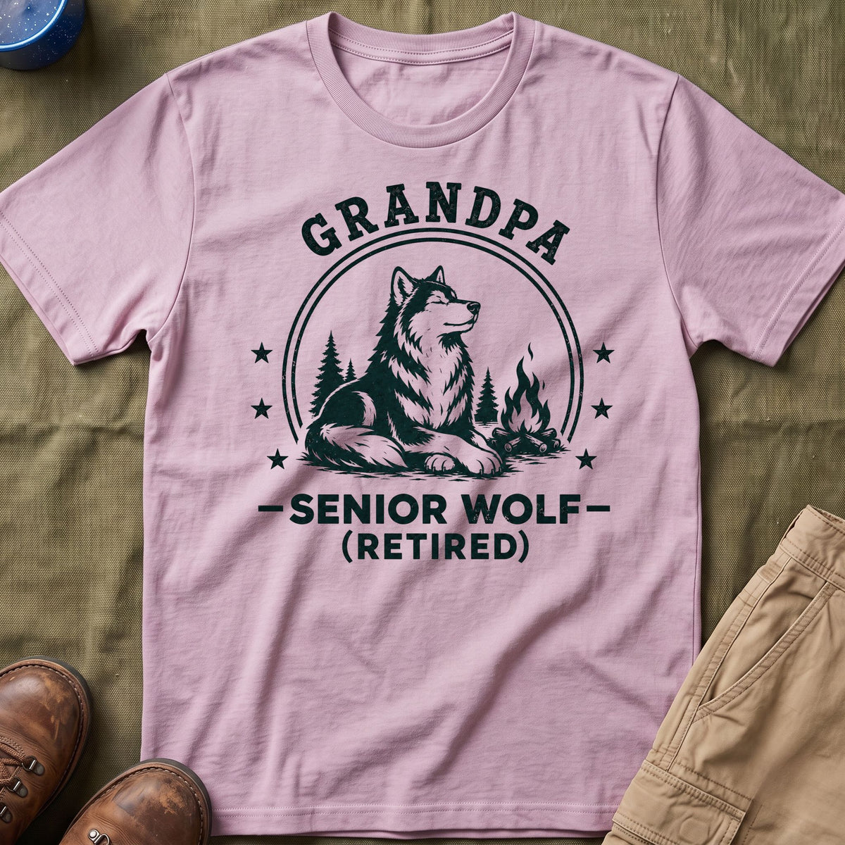Grandpa — Senior Wolf (Retired) Matching T-Shirt